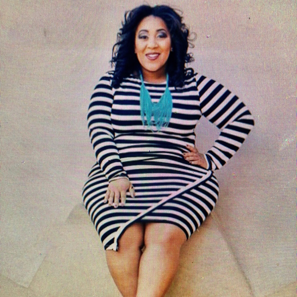 Plus Size Black and White Bodycon Dress